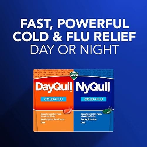 Vicks DayQuil & NyQuil Co-Pack, Cold & Flu Medicine, Powerful Multi-Symptom Daytime & Nighttime Relief for Headache, Fever, Sore Throat, Minor Aches & Pains, & Cough, 72ct thumbnail 3