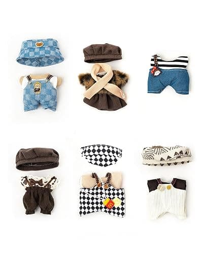 Clothes for Labubu 17cm Dolls(NO Doll) Dolls Outfit for Labubu with Accessories Suit Cute for Lububu Stylish Dress Up Set for LA BUBU Denim Plaid thumbnail 6
