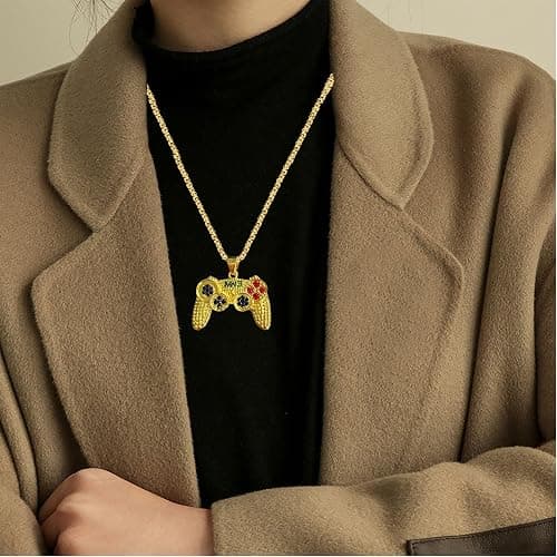 Just Follow Colorful Crystal Game Controller Necklaces Punk Hip Hop Friendship Game Console Necklace for Best Friends thumbnail 2
