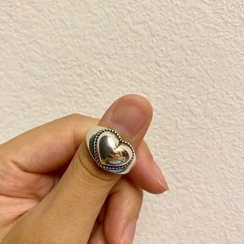 Ch.yishi Handmade Vintage 925 Sterling Silver Wide Band Rings for Women/Men,Adjustable Thumb Finger Ring thumbnail 2