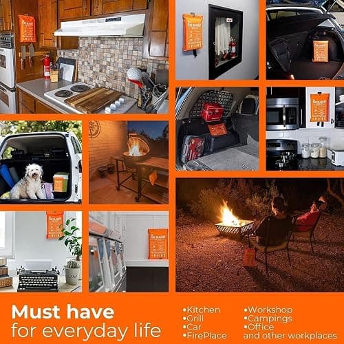 Supa Ant Emergency Fire Blanket for Home and Kitchen - 2 Pack 1500F High Visibility (Glow in The Dark) Smother Kitchen Fire Blanket - CE Certified Hero Fire Blankets Emergency for Home (40in) thumbnail 7
