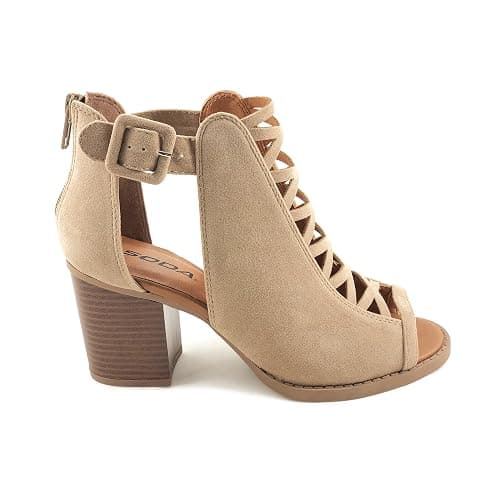Soda Aran ~ Women Open Toe Crisscross Straps Back Zipper High Heel Fashion Sandal with Adjustable Ankle Strap thumbnail 3