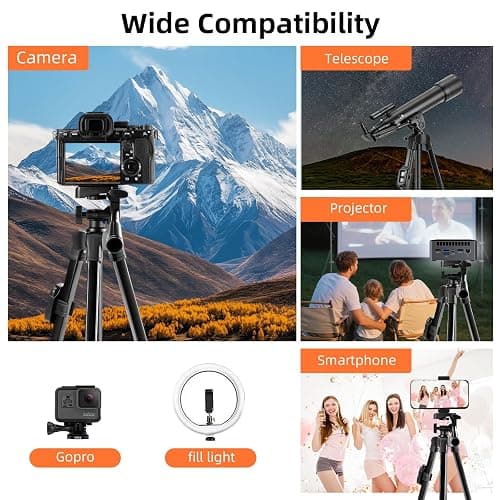 Fotopro Camera Phone Tripod 51 inch Aluminum Lightweight for Travel,360 Degree Panoramic Shooting with Bluetooth Remote and Phone Holder Load up to 3.3lb/1.5kg thumbnail 7
