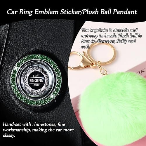 9-Pack Fluffy Car Accessories Set,Silence Shopping Fluffy Steering Wheel Cover Winter Warm Fur Steering Wheel Cover Fuzzy Car Decoration Accessories for Women Girls (Green) thumbnail 5