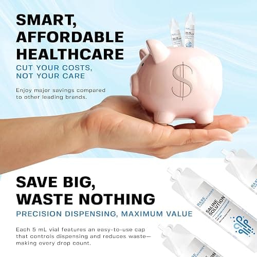 BASE LABORATORIES 0.9% Saline Solution for Nebulizer Machine | Saline Solution for Inhalation & Nasal Irrigation | 0.9% Concentration l 25 Vials 5ml Unit Dose thumbnail 8