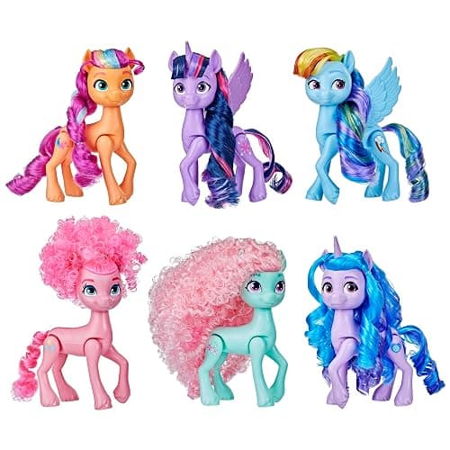 My Little Pony Dolls Rainbow Celebration, 6 Pony Figure Set, 5.5-Inch Dolls, Toys for 3 Year Old Girls and Boys, Unicorn Toys (Amazon Exclusive) - Image 1