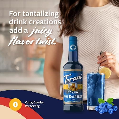 Torani Sugar Free Syrup, Blue Raspberry, Zero-Calorie Flavoring for Drinks, Pump Included, 25.4 Oz thumbnail 4