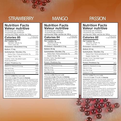 BREXONIC Popping Boba Pearls Bursting Tea Balls Drink & Dessert Topping Strawberry Mango Blueberry Passion Fruit Flavored Bubble Tea Tapioca Pearls (Strawberry, Mango, Passion Fruit, 2 LB 3 Pack) thumbnail 3