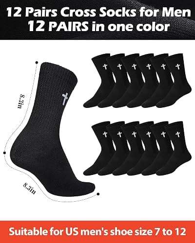 Shihanee 12 Pairs Cross Socks for Men Religious Christian Pastor Elastic Crew Socks Christian Gifts for Men thumbnail 3