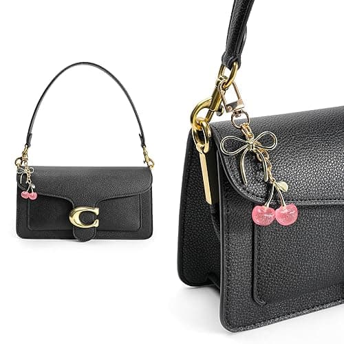 FASTFAIRY Cherry Purse Charms Bag Keychain: Leather Handbags shoulder Keyring - Cute Accessories for Fashion Women Daughter - Pink thumbnail 2