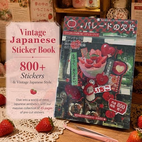 Tmtains 800+Pcs Japanese Sticker Book for Scrapbook Junk Journal (Memory) | 45 Sheets, Heisei Retro Aesthetic Korean Style, Daily Food Stickers, Stationery Supplies, DIY Journaling Planners for Adults thumbnail 3