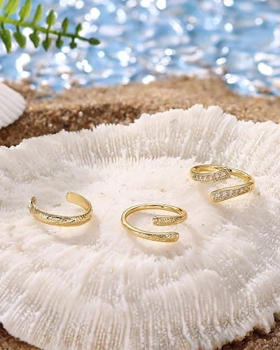 Besteel Toe Rings for Women 14K Gold Filled Simple Hug CZ Triple Open Band Rings Trendy Silver Plated Adjustable Toe Rings Summer Beach Foot Jewelry for Women thumbnail 8