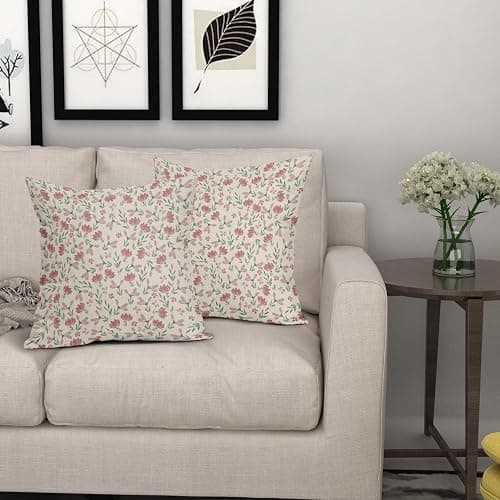 Aytipun Green Pink Floral Pillow Covers 18x18 Set of 2 Vintage Rustic Old Style Cute Small Flower Print Decorative Outdoor Pillowcases Farmhouse Throw Cushion Case Decor for Couch Sofa Bed thumbnail 7