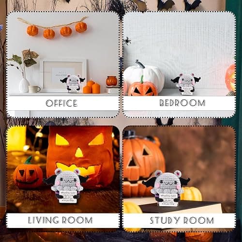 TOYMIS Positive Bat Doll, 3.35in Cute Knitted Bat Doll with Positive Card, Emotional Support, Halloween Decoration, Birthday Party, Cheer Up Gifts thumbnail 6
