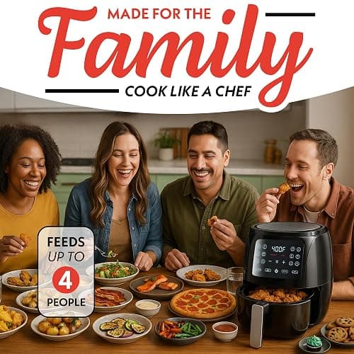 Gourmia Air Fryer - 4 Qt Capacity, FryForce360º, Digital Display with 8 Presets, Roast, Bake, Broil, Dehydrate, Dishwasher Safe Accessories, Compact, Black thumbnail 9