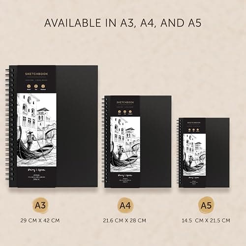 A4 Hardcover Drawing Book - Extra Thick Paper (200 GSM) - Spiral Bound for Kids and Professionals for Drawing and Sketching - 21 x 29 cm, 40 Sheets / 80 Pages thumbnail 9