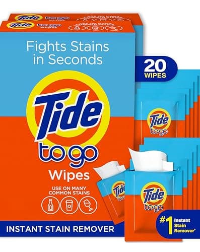 Tide Stain Remover for Clothes, Tide To Go Wipes, Instant Stain Remover for Clothes, Travel & Pocket Size, 20 Count - Image 1