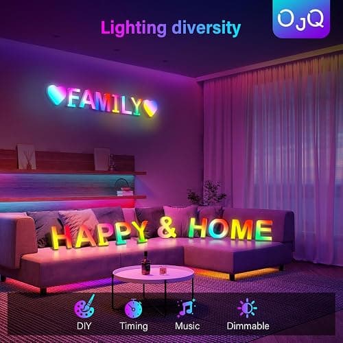 OJQ Light Up Letters LED Letter - Marquee Letters Room Decor Alphabet Letter Music Sync Color Change Colorful - Christmas Birthday Gifts for Girl - Teen Girls Gifts Party Home Wall Decor thumbnail 7