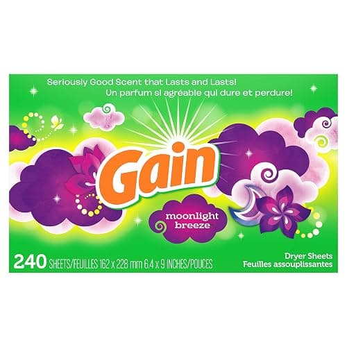 Gain Dryer Sheets Fabric Softener | Moonlight Breeze | Anti-Static | 240 Sheets, Pack of 4 thumbnail 3