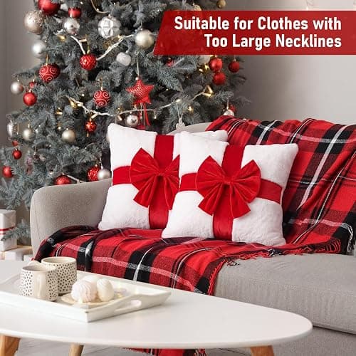 Meanplan 2 Pcs Christmas Red Bow Throw Pillow Covers 18x18 Inch Xmas Decor | Soft Fluffy Plush Throw White Pillowcases with Red Velvet Bow, Faux Fur Xmas Gifts for Couch Holiday Sofa Cushion Decoration thumbnail 6