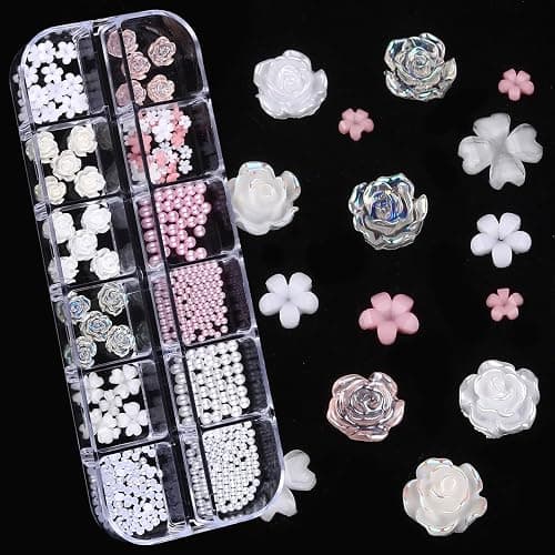 ROFIBUT Nail Charms, Multi Shape Nail Rhinestones Kit 3D Multi Shape Nail Gems Colorful Butterfly Flowers Nail Crystals Flat Back Nail Pearls for Nail Art Supplies DIY Accessories 6 Boxes thumbnail 5
