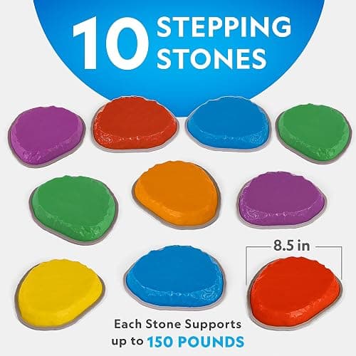 NATIONAL GEOGRAPHIC Stepping Stones for Kids – Durable Non-Slip Stones Encourage Toddler Balance & Gross Motor Skills, Indoor & Outdoor Toys, Obstacle Course, Gifts for Toddlers (Amazon Exclusive) thumbnail 2