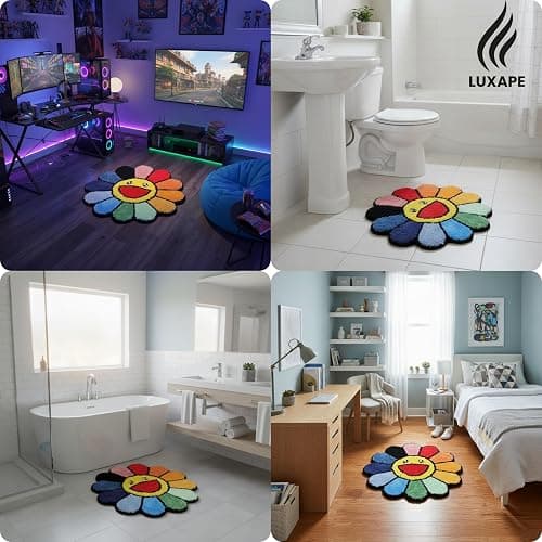 LUXAPE Murakami Rug - Handmade & Premium- 28in (70cm) - Hypebeast Decor - Hypebeast Room - Living Room, Bedroom, Children Bedroom, Door mat - Aesthetic Room Decor - Luxape Rugs (Luxape-A2) thumbnail 5