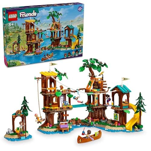 LEGO Friends Adventure Camp Tree House Building Toy - Pretend Play Toy Figures & Playsets for Girls & Boys, Ages 8+ Years - with 5 Mini Dolls & 5 Animal Figures - Gifts for Kids - 42631 - Image 1