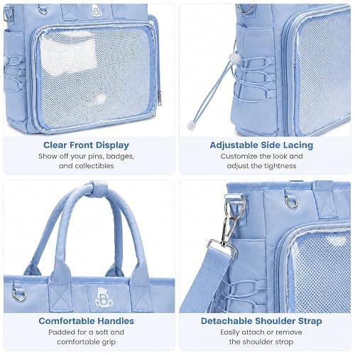SXS LACONIC Ita Backpack Pin Display Large Ita Bag, Cute Crossbody Bag with Transparent Window for Anime Fans(No Pins) thumbnail 6