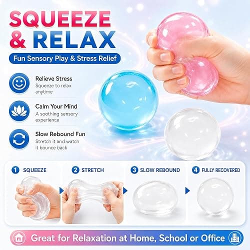 2pcs-S Coconut Oil Squishy Stress Ball for Stress Anxiety Relief | Super Soft Squishies Clear Fidget Squeeze Toy Fidget Toys for Kids Adult, Paartay Favors thumbnail 4