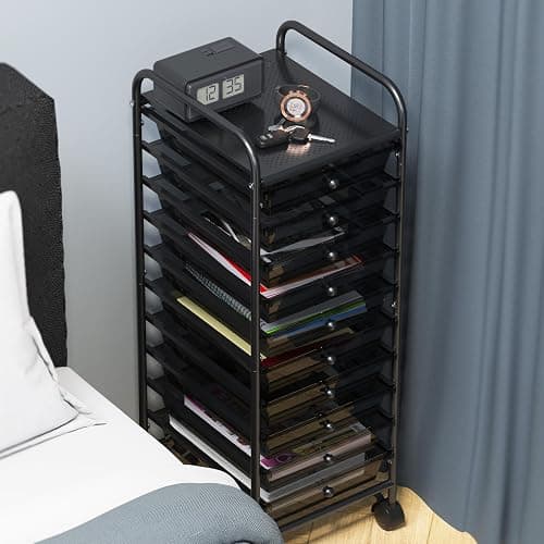 Simple Houseware Utility Cart with 10 Drawers Rolling Storage Art Craft Organizer, Black thumbnail 7