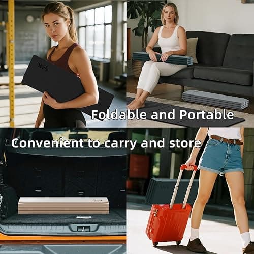 1/2 Inch Extra Thick Yoga Mat Pilates Equipment, 69"x24" Odorless Workout Mats for Home Gym, Non-slip Exercise Mats for Women Men Home Workout, Foldable Yoga Mats for Travel Camping Sleeping thumbnail 7