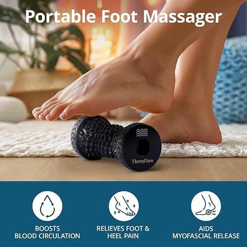 TheraFlow Foot Massager for Plantar Fasciitis Relief - Portable & Lightweight Foot Massager for Neuropathy Pain Relief for Feet, 360° Acupressure Nubs thumbnail 2