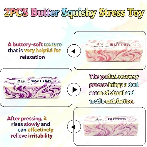 Butter Squishy, Squishy Butter, Squeeze Toys, Realistic Butter Stick Soft Squeeze Toys (Butter-2PCS) thumbnail 6