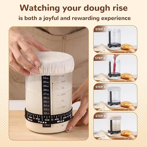 Sourdough Starter Kit, 9" Round and 10" Oval Banneton Bread Baking Supplies, Bread Making Tools Kit, Sourdough Proofing Basket, Sourdough Kit Gifts for Bakers Women Wife Mom thumbnail 4