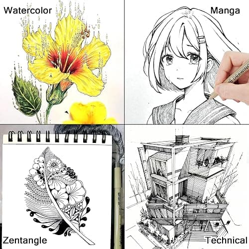 Muchcute Micro Fineliner Drawing Art Pens: 12 Black Fine Line Waterproof Ink Set Artist Supplies Archival Inking Markers Liner Sketch Outline Anime Gifts Manga Sketching Watercolor Zentangle Kit Stuff thumbnail 7