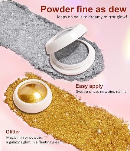 BISHENGYF Kit de poudre à ongles chromée et gel 3D pour nail art 4-en-1, avec poudre à ongles miroir sans essuyage pour ongles or rose et argent, base solide transparente couleur gel 3D pour nail art thumbnail 4