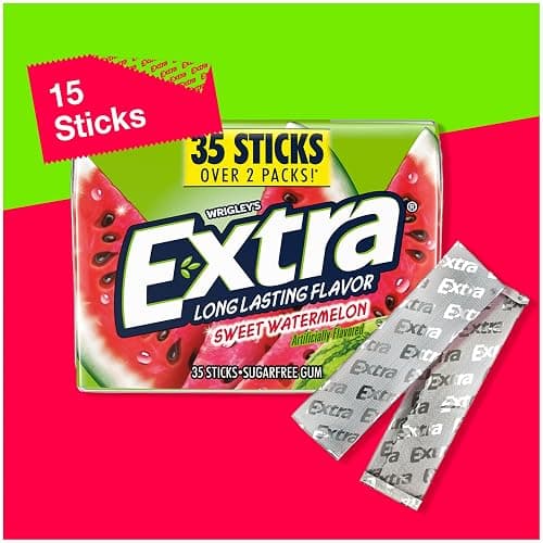 EXTRA Sweet Watermelon Sugar Free Chewing Gum Pack, 35 Sticks (Pack of 6), Mega Bulk Gum thumbnail 4