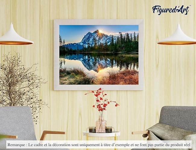 Figured'Art Paint by Numbers for Adults Lake and Mountain Reflection 16"x20" - Craft Art Painting DIY Kit Rolled Canvas Without Frame thumbnail 4