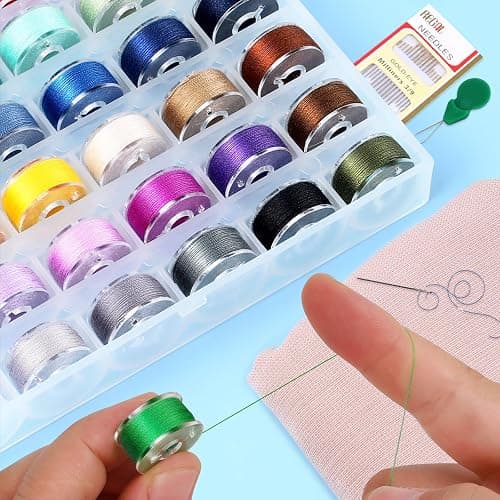 36Pcs Bobbins and Sewing Threads Prewound Bobbins with Case, Needle and Threader for Babylock Singer Janome Brother Multiple Sewing Machine, Standard Size and Assorted Colors thumbnail 4