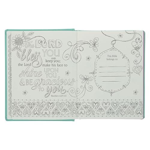 ESV Holy Bible, My Creative Bible For Girls, Faux Leather Hardcover w/Ribbon Marker, Illustrated Coloring, Journaling and Devotional Bible, English Standard Version, Teal (ESV Creative Editions Girls) - Hardcover thumbnail 3