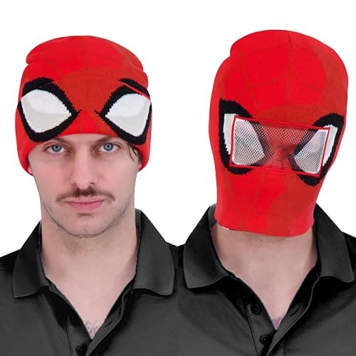 Marvel Spider-Man Miles Morales Roll Down Cuff Beanie Hat, Knitted Winter Skull Cap - Image 1