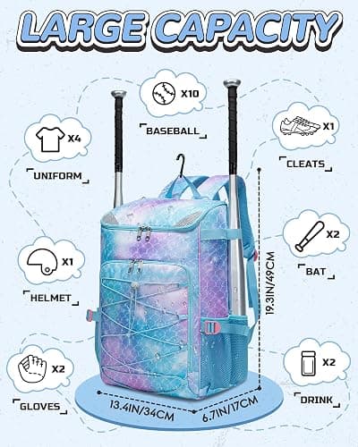 FOKDUVB Baseball Softball Equipment Bag for Boys Girls Ages 8-12 10-12 12-14 Large Kids Youth Bat Bag Backpack with Ventilated Shoe Compartment Baseball Softball Stuff Supplies thumbnail 2