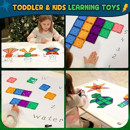 Soyee Magnetic Tiles Toddler Toys Magnetic Building Blocks for Kids Ages 3-12 STEM Educational Toys for Girls & Boys Sensory Play for Preschool Learning Birthday Toddler Xmas Gifts thumbnail 2