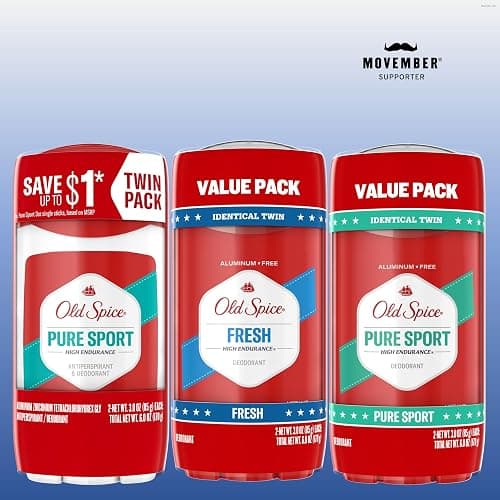 Old Spice Aluminum Free Deodorant For Men, High Endurance, 24/7 Sweat Defense & Odor Protection, 24/7 Freshness & Lasting Scent, Pure Sport Scent, 3.0 oz (Pack of 2) thumbnail 4