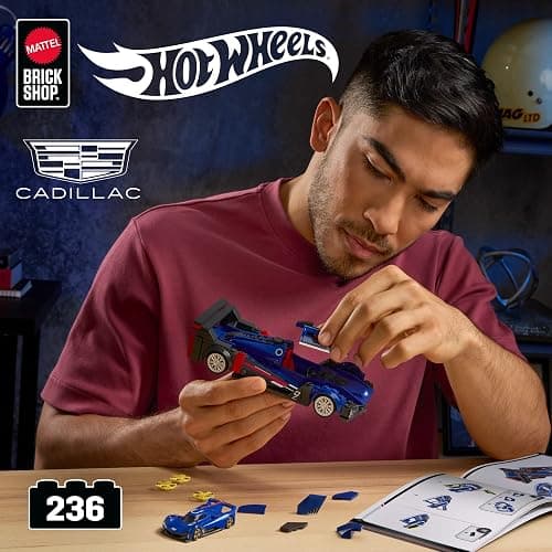 Mattel Brick Shop Hot Wheels Speed Series Building Set, Cadillac Project GTP Hypercar with 236 Pieces, Realistic Details and Custom Decals, Adult Collectors and Kids Ages 10+ thumbnail 2