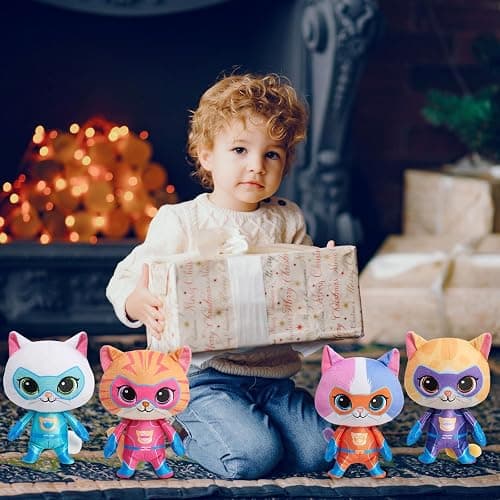 YXCTZKVX Super Cat Plush Toy – Set of 4 Soft Stuffed Animals – Sparks, Buddy, Ginny, Bitsy – Adorable Kitties Gift Set for Children(8Inch) thumbnail 2