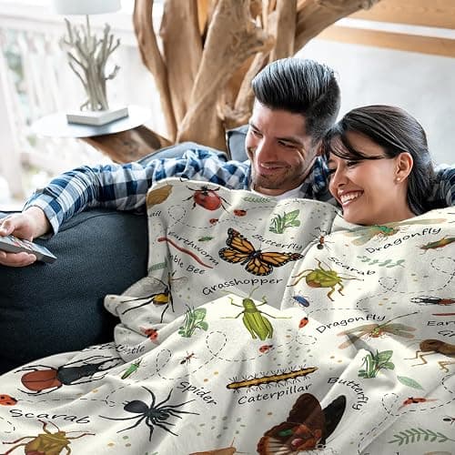 LARIAU Insects Blanket Gifts for Women, 50"*60" Blanket Gift for Boys Girls Birthday Christmas Thanksgiving, Insect Bug Decor, Entomology Gifts for Adult Who Love Bugs thumbnail 7