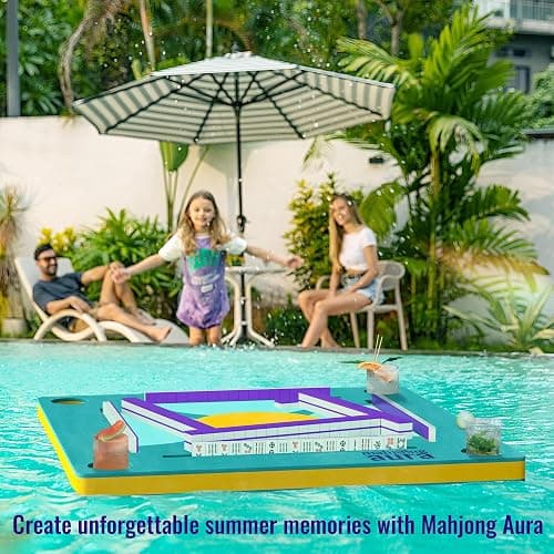 Mahjong Aura - Floating Mahjong Table for Pool - Swimming Pool and Hot Tub Float Board for Card Games, Scrabble, Dominoes, Poker - Adults Pools Game Tray for Water and Lake - Domino Floater Tables thumbnail 6