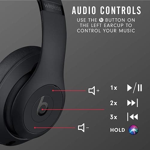 Beats Studio3 Wireless Noise Cancelling Over-Ear Headphones - Apple W1 Headphone Chip, Class 1 Bluetooth, 22 Hours of Listening Time, Built-in Microphone - Matte Black - Matte Black - Studio3 thumbnail 7